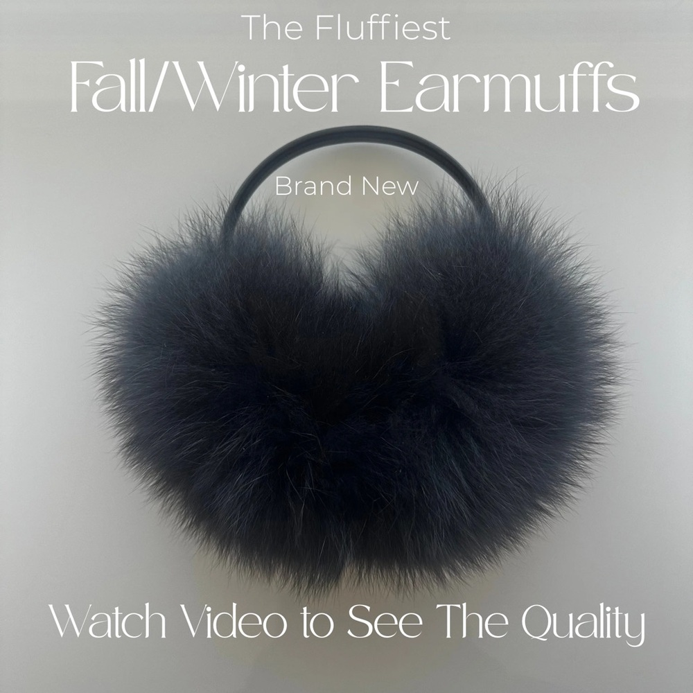 Real Fox Fur Earmuffs - Black